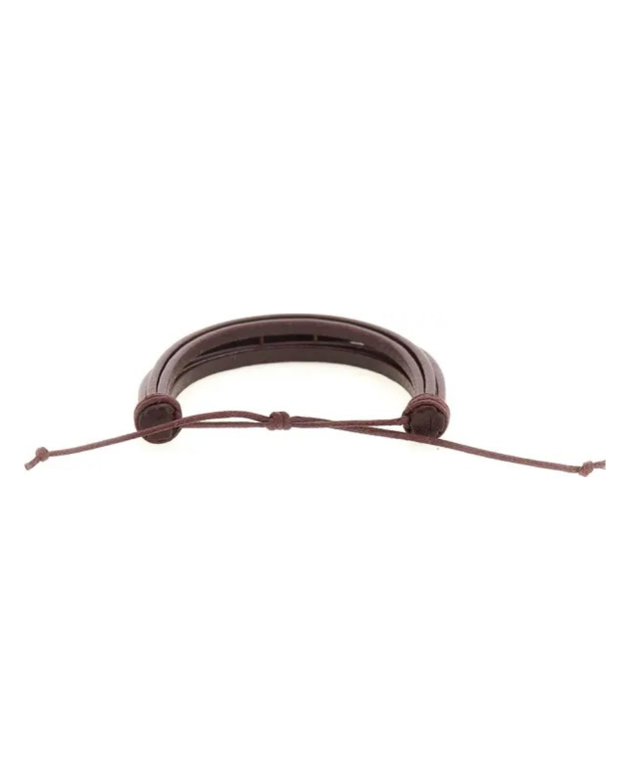 Saint Laurent Bordeaux Leather Bracelet
