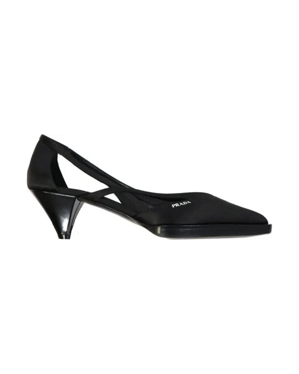 Prada Black Silk Mid Heel Pumps