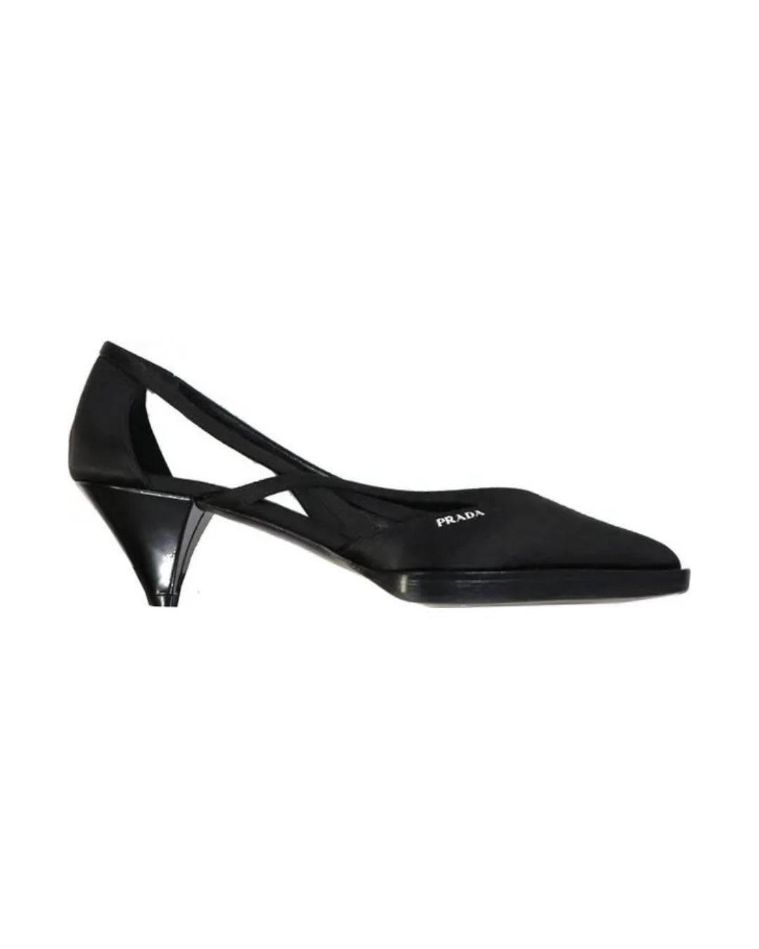 Prada Black Silk Mid Heel Pumps